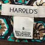 Harold's Vintage Cotton Blend Pants Women's Size 8 Retro Floral Crop Trousers Brown Photo 7