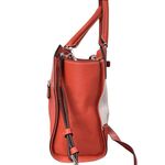 Guess Satchel Handbag Burnt Orange Canvas Leather Trim Top Handle Crossbody Bag Photo 4