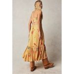 Free People  Bohemian Rosie Posie Strapless Midi Dress Yellow Floral Size Large Photo 3