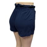 Ambiance Navy High Elastic and Tie Waist Pleated Paper Bag Pocket Shorts Small Blue Photo 6