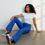 Edikted Luna Faux Leather Flare Jeans in a vibrant blue
extra small nwt Photo 0