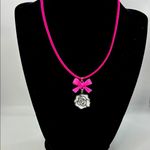 Handmade Simply Silk Necklace with Rose Pendant Photo 1