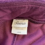 Soma Purple Velour Velvet Pull On Pants Large Elastic Waist Jogger Lounge Pocket Photo 5