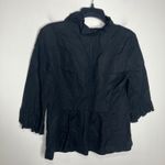 White House | Black Market  linen blend black ruffle blazer 3/4 sleeve women size 6 Photo 4