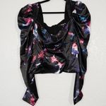 Badgley Mischka New Black Bustier Floral Top Size 6 Photo 1