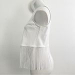 Anthropologie Fringe Flirty White tank top Sleeveless dance night out SMALL NWOT Photo 6