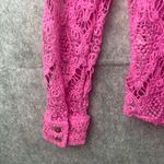Free People FREE‎ PEOPLE Women’s Size Medium Until Sundown Shirt Cover-Up Boho Pink Crochet Photo 7