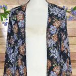 Little Lies Open Front Floral Cardigan Kimono Size XS Blue Floral Bell Sleeve Photo 1