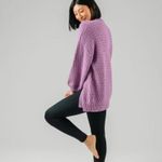 Zyia Active Lilac Petra Chunky Knit Cardigan Puff Sleeves Women’s size Small Purple Photo 12