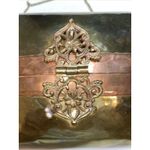 1930s Brass Pillow Purse – Velvet Trim Vintage Art Deco Evening Bag Photo 3