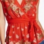 Free People  Ooh La La Sequin Embroidered Blouse Orange Gold size small Photo 0