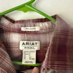 Ariat Real Western Burgundy White Plaid Relaxed Fit Cotton Long Sleeve Shirt S Photo 3