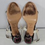 Prada Calzature Donna White Leather Cinghiale Viola Slingback Heel Sandals Sz 39 Photo 6