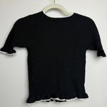 GEORGIE Mixed Stitch Ruffle Pullover Sweater NWT Sz. XS Black Photo 3