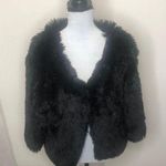 Ladies fuax fur over coat size small Black Photo 0