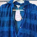 Umgee NWT Velvet Blue Long Sleeve Button Down Top Photo 0