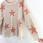 Newbury Kustom Boutique Women's Star Knit Pullover Sweater Cream Orange size Small Photo 3