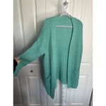 SheIn Knit Cardigan Open Front Pockets Chunky Knitwear Cozy Green Small Photo 1