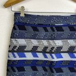 Maje Jakarto Jaquard Mini Skirt 38 Womens Blue Geometric Heavy Knit Zip Boho Photo 2