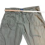 American Eagle  Linen Cotton Cargo Pants Sz 8 Olive Green Relaxed Fit Y2K Photo 9