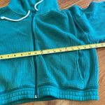 Aerie  Waffle Knit Cropped Sweatshirt green medium zip Photo 4