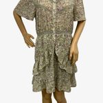 Love Riche  Boho Chic Women’s Sz M Ruffle Dress Mini Button Front Floral Crochet Photo 1