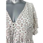 Dizzy Lizzy White Baby Doll Top Crop Large Flutter Sleeve Boho Allover Print Photo 1