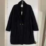 NEW PINKO Italian Wool Knit Overlap Pea Coat Gold accent size US 8 medium Black Photo 0