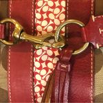 Coach Hampton Signature Logo Canvas Red Leather Shoulder Bag Rare Photo 4