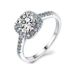 Boutique 2ct‎ Pave Halo Round Platinum Silver Diamond Engagement Ring, Sz 10 Photo 12