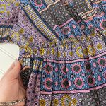 Trina Turk  Sivas Dress Midi Dress Multicolor V-Neck Tiered Fit & Flare Size L Photo 6