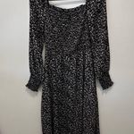 Calista Ditsy Printed Smocked Top Midi Dress Women sz Medium black white floral Photo 9
