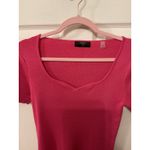 Tahari Pink Valentina Ribbed Knit Short Sleeve Sweater, S Photo 2