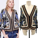 Free People  Catch‎ Me If You Can Top Black Leopard Print Size Small Photo 1