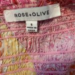 Rose + Olive Women Patchwork Tunic Blouse Small Pink Yellow Blue EUC  Photo 5