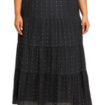 INC International Concepts Black Pleated Sequin Beaded Midi A Photo 0