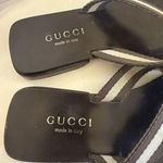 Gucci  Sandals Womens Size 8 Black Stripe Thong Flip Flop Square Toe Italy Photo 5
