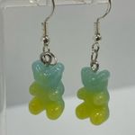 NEW Y2K gummy bear earrings silver blue green resin pierced Photo 8