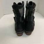 Sorel  Boots Slimboot Combat Leather Ankle Buckle Lace Up Herringbone Tweed Black Photo 3