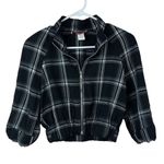 Rainbow Sandals Vintage Rainbow Plaid Crop Top Academia Y2K 90s Womens Sz M Black White Full Zip Photo 4