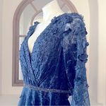 Mac Duggal Fit & Flare Lace Dress w/Floral Appliqués Three-Quarter Sleeve Photo 8