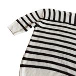 Ann Taylor  Brown White Stripe Short Sleeve Sweater Pullover Stretch Woven Small Photo 5