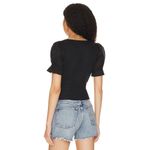 1. State  Women's Puff Sleeve Cinched Front Sweetheart Top In Black Photo 4