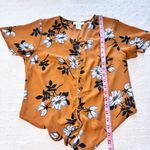 Urban Romantics Tie Front Burnt Orange Floral Top/ Blouse Size S Photo 4