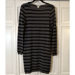 Loft grey black striped merino wool sweater dress M Photo 2