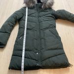 Only Olluna Quilted Dark Green Coat Long Hooded Faux Fur Size XS Photo 2