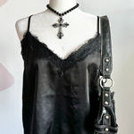 Forever 21 Black Lace Trim Tank Top, Goth Whimsigoth Grunge Indie‎ Sleaze Medium Photo 0