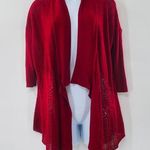 Eileen Fisher Red Silk Blend Knit Open Front Cardigan Sweater Size S Photo 0