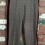 The Kooples  Beige Plaid Women's Pants Maroon  Velvet Accent sz 2 med Photo 0