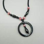Pink & Black Hematite Necklace Gray Photo 1